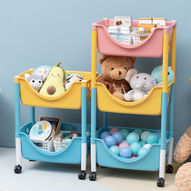 Childrens toy storage rack floor multilayer snacks storage rack with wheel toy frame removable small cart shelf