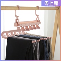 Folding pants rack telescopic pants clip wardrobe household multifunctional multi-layer magic pants hanger storage artifact