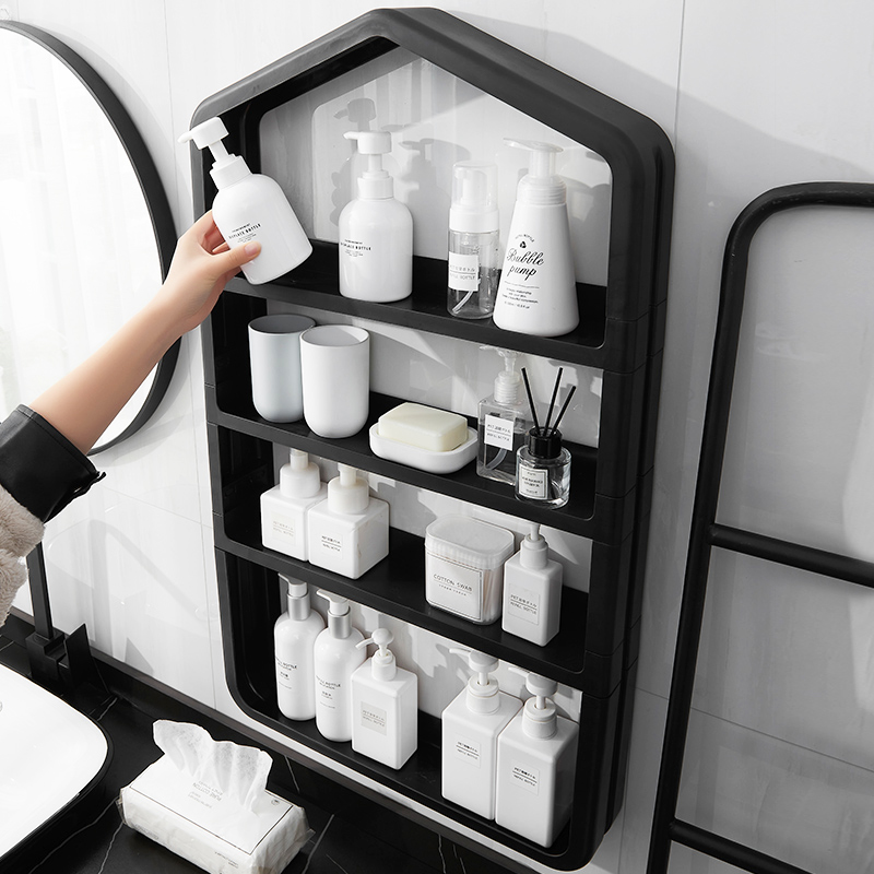 Wall-mounted dressing room washstand Toilet Top toilet Above wall cabinet Perforated Bathroom Cosmetics Containing layer shelf