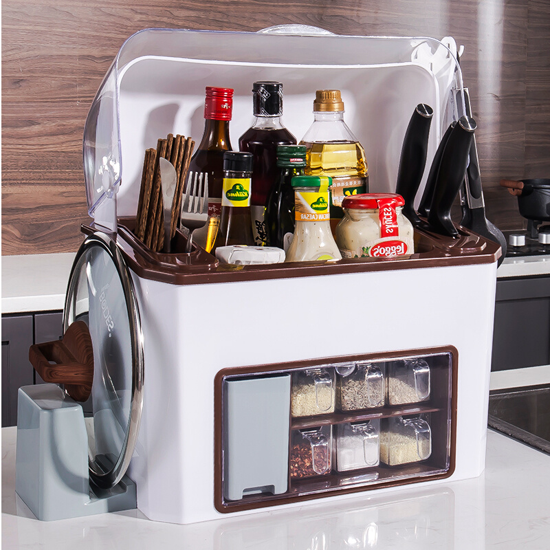 Kitchen Seasoning Containing box Multi-functional Oil Salt Sauce Vinegar Containing Layer Rack Kitchenware Tool Holder Table Face Condiment Shelve