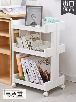 Movable bookshelf wheeled trolley shelf floor small bedroom shelf living room multi-layer storage shelf