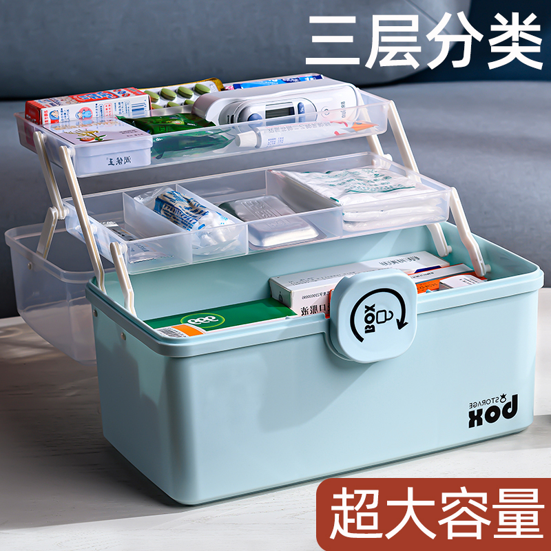 Medicine Box Home Medicine containing box Multi-layer medicine Medical box Large number capacity Hand Japanese Home Medicine Box