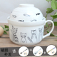 hộp cơm giữ nhiệt cắm điện Phim hoạt hình cốc cốc ăn liền gốm có nắp lớn học sinh dao kéo đặt hộp cơm trưa dễ thương ký túc xá bát đũa đũa nĩa - Hộp cơm điện sưởi ấm hộp cơm hâm nóng bằng điện