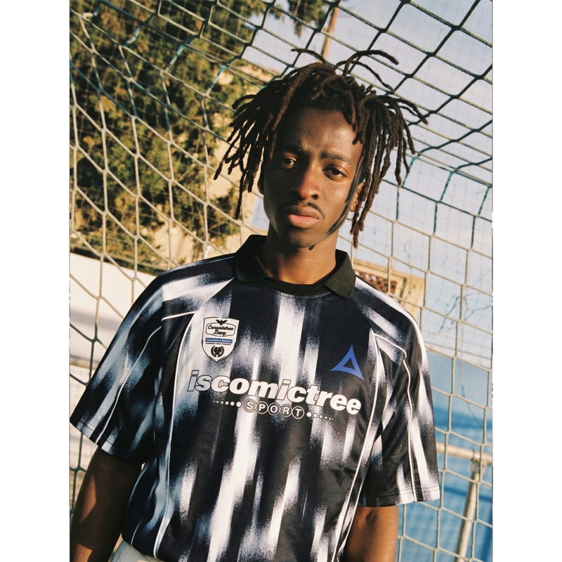 Comictree Summer Gradient Retro Print Lapel Quick-Drying Sun Protection Cool Sports Jersey Round Neck Short-Sleeved Men's