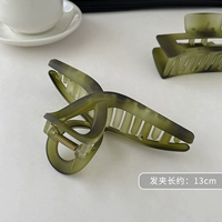 Матовая зеленая заколка-крабик, 13см