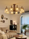 Medieval-Style Living Room Chandelier 2026 New Retro Walnut Color Master Bedroom Dining Room Lamp Amber Glass Hall Lamp