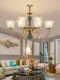 American-Style Retro All-Copper Chandelier, Living Room Lamp, Dining Room Copper Lamp, High-End and Elegant European-Style Ceramic Hall Lamp, Zhongshan Lighting Fixtures