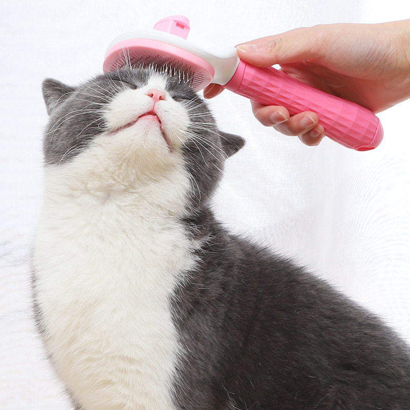 Pet Cleaning Beauty Dogs Kitty Stainless Steel Comb Round Soft Handle Self Cleaning Wire Brush