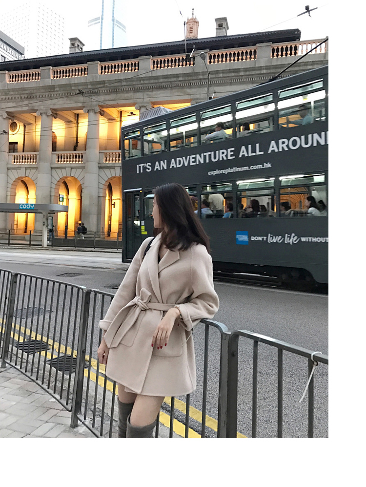 Mùa đông nổi tiếng mới khí chất eo làm bằng tay áo hai mặt cashmere áo len dài nữ áo khoác dạ nữ dài