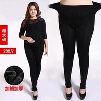 200 kg cộng với nhung thêm quần legging size lớn mùa thu và mùa đông ấm áp cho phụ nữ mặc quần eo cao đôi chân dày quần bút chì 9 điểm quần nữ phong cách