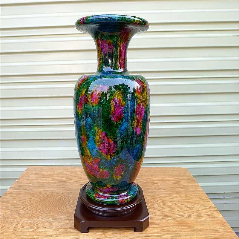 台湾　七彩玉花瓶　【新品】 御古齋】台灣花東一級七彩玉花瓶寶瓶平安富貴色澤艷麗品相漂亮