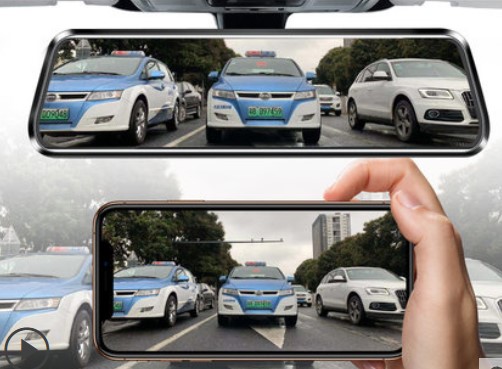 Rear mirror wagon recorder 1080P wide-angle streaming media 10 inch high-definition night vision dual camera backing image