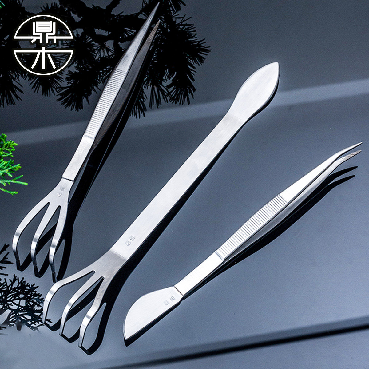 Dingmu stainless steel tweezers small rake root rake bonsai bud picking loose soil tool nail rake loose soil pressure knife for potting soil