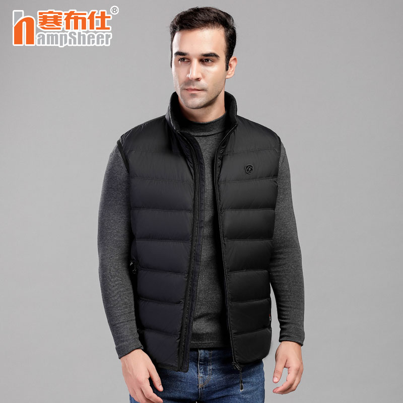 Men's Down Vest Stand Collar Thickened Vest Autumn and Winter Middle-aged and Elderly Down Jacket Hanbushi Shopping Mall Same Style 1891