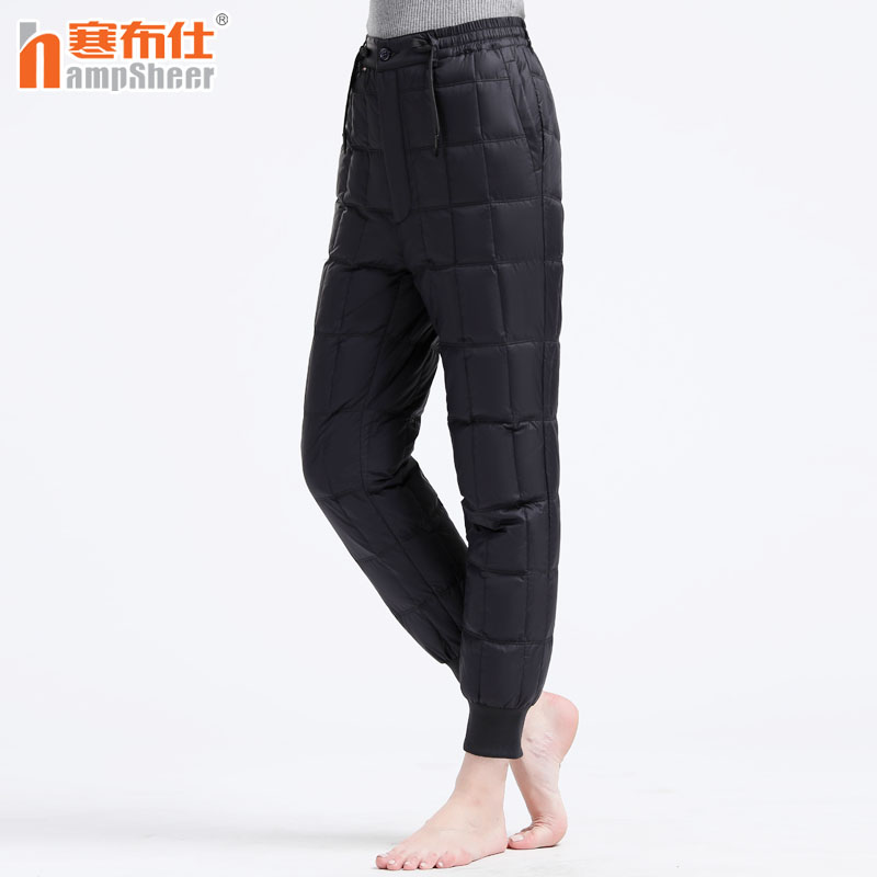 Cold busts new middle aged inside and outside wearing winter long pants high waist thickened loose large size male and female down pants