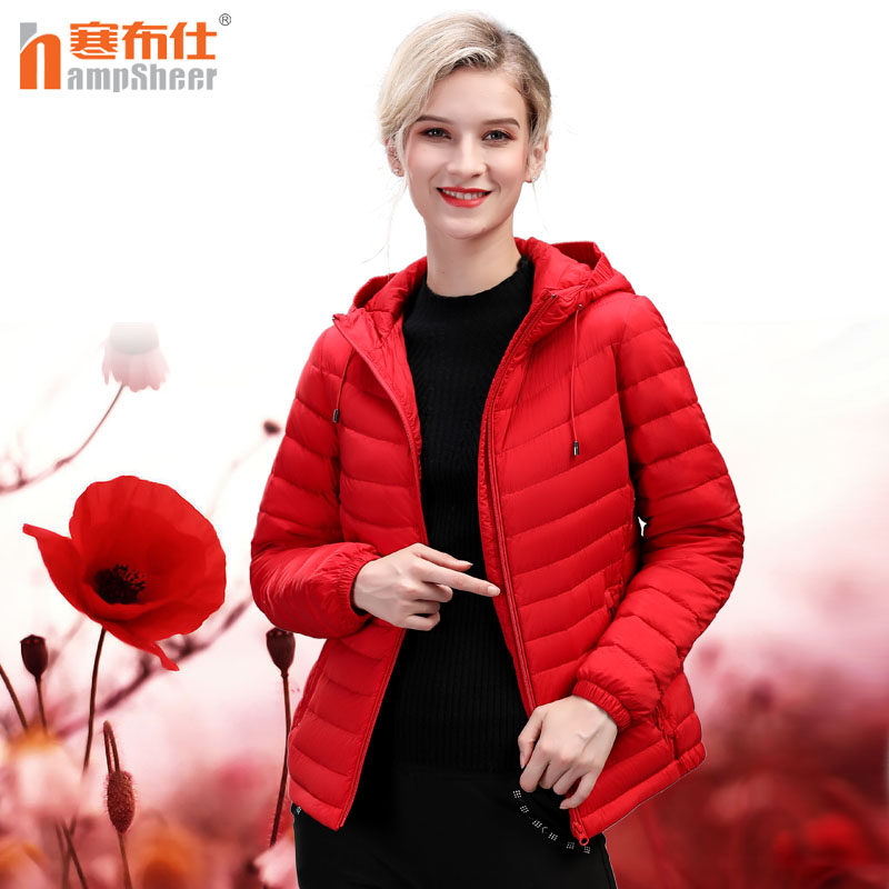Ladies light goose down jacket cold cloth new hooded autumn and winter this year short coat 1852