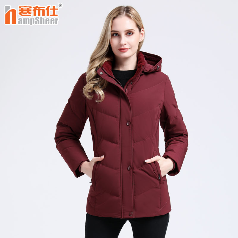 Chill Buss Mid Aged Thickened Goose Down Eiderdown Clothes Woman Big Size Mother Dress Slim Warm Winter Clothing Jacket 1921