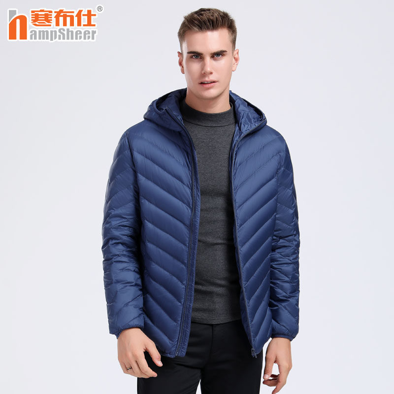 Cold busts men's white goose down light down clothes large size with cap light warm and warm autumn winter jacket new 1957