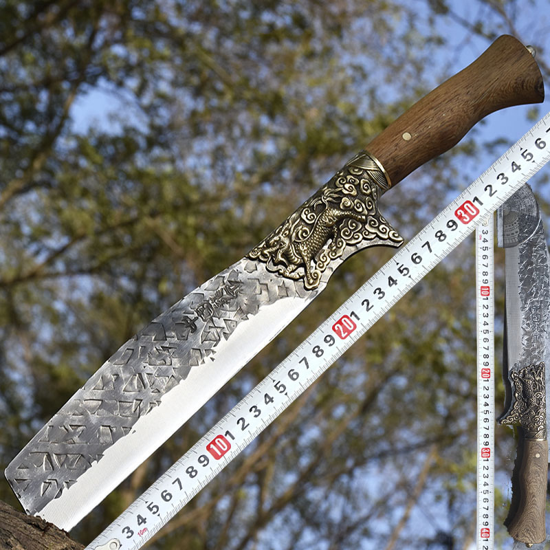 Longquan handmade wood knife sickle all steel forging farmer users external wood cutting thickening aggravated pruning knife garden carpentry
