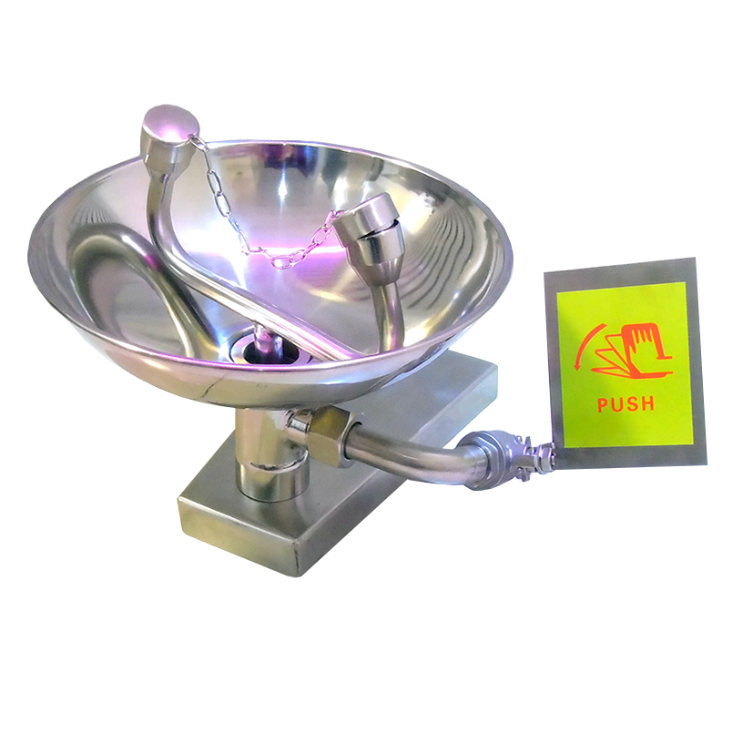 304 Stainless Steel Factory Eyewash Industrial Laboratory Double Mouth Emergency Spray Vertical Wall Mount Eyewash
