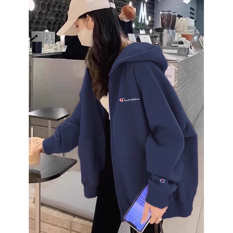 Champion Captain 2026 Autumn and Winter Couple's Women's Fleece Jacket Pure Cotton Casual Loose Cardigan Sweatshirt Hooded Jacket