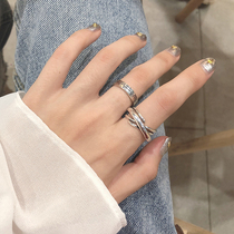 925 sterling silver Thai Silver smiley face ring female ins tide fashion retro personality hip hop cold style simple Net red students