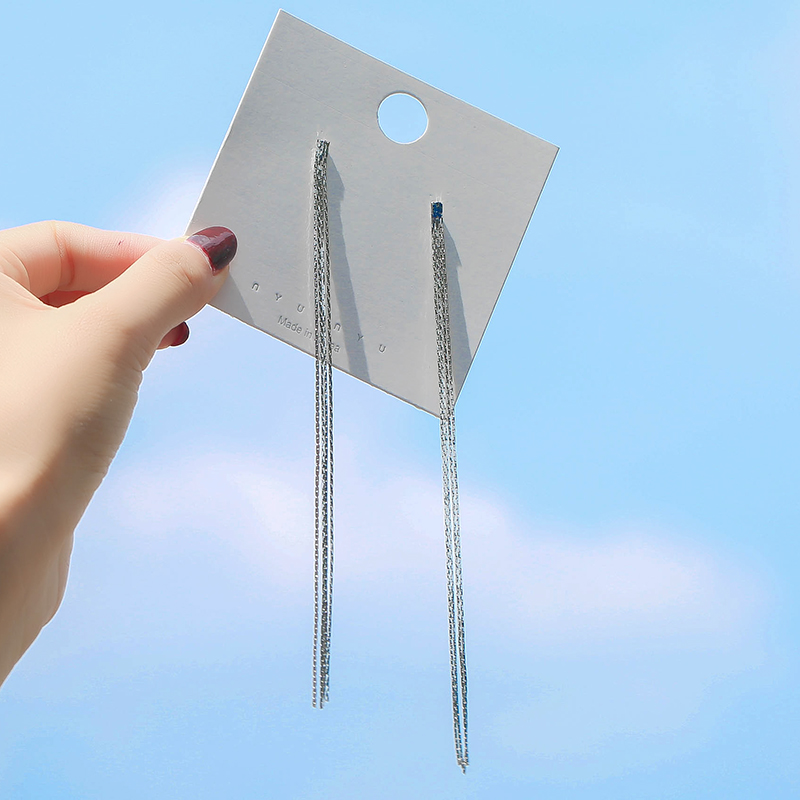 s925 pure white fungus refining super long tassel earrings female Net red 2019 New Tide Korean temperament long version ear refining ear ornaments