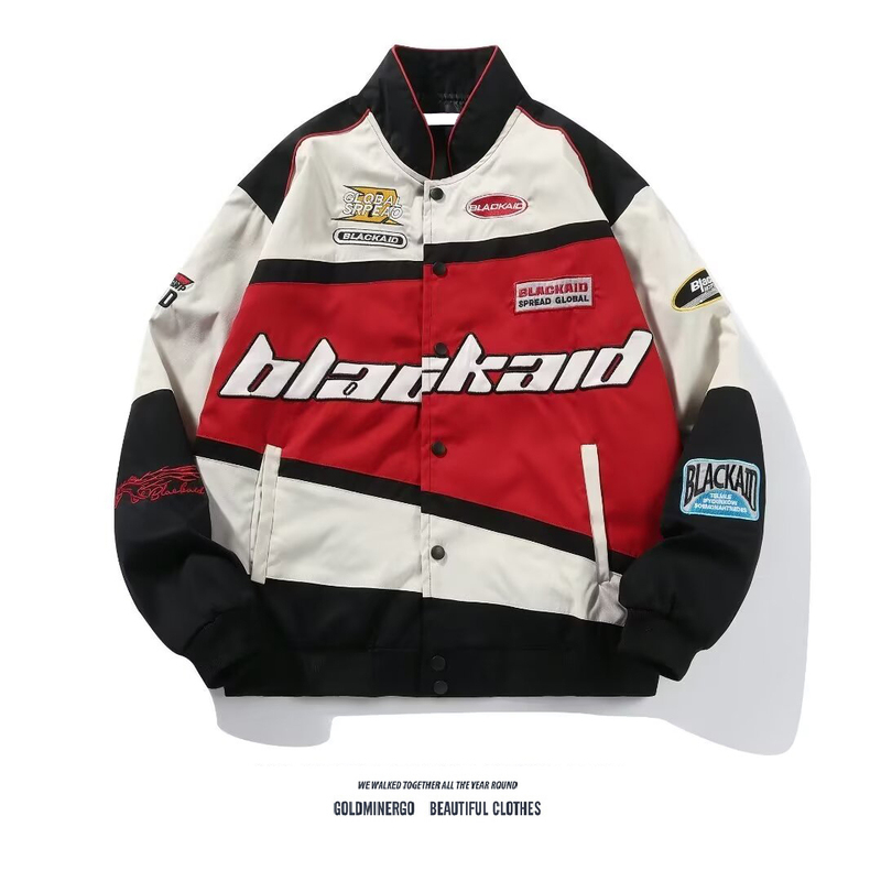 American Retro Racing Jacket for Men and Women, European and American Style, ins Trendy Brand, Heavy-Duty, Street-Style, Cool Biker Baseball Jacket