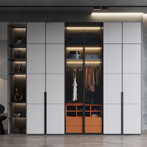 Modern minimalist bedroom home wardrobe Nordic light luxury panel wardrobe custom cabinet three door large wardrobe wooden wardrobe