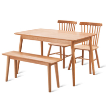Solid wood Nordic dining table and chair combination Modern simple household small household dining table Rectangular 4-6 people dining table