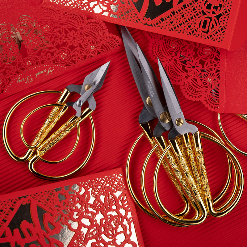 Wedding Golden Sheen Opening Exclusive Cut of Ribbons Retro Small Pocket Wire Head Home Cut Paper Scissors