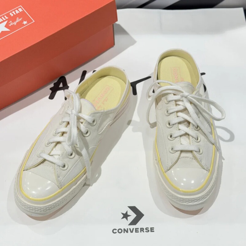 Genuine Cononverse Converse 1970S Mule Beige Fresh Half Slippers Lazy Canvas Half Slippers A10076C