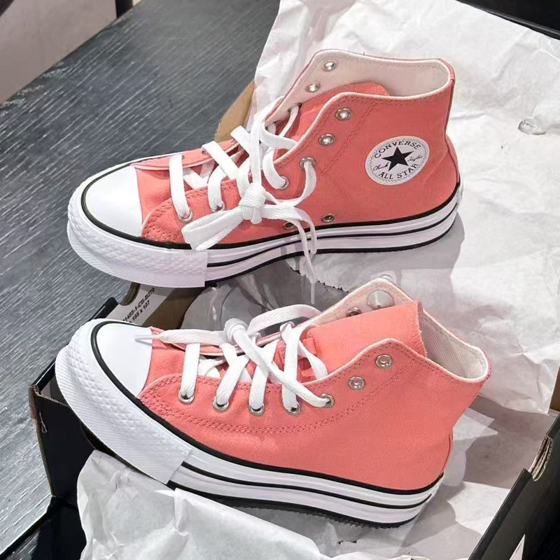 Converse All Star Women's Classic Pure Peach Pink Versatile High-Top Canvas Shoes A11977C