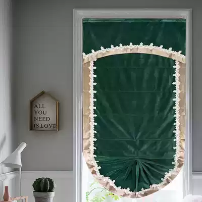 Light luxury lift Roman curtain fan-shaped American Roman curtain living room bedroom study bay window small window short window blackout