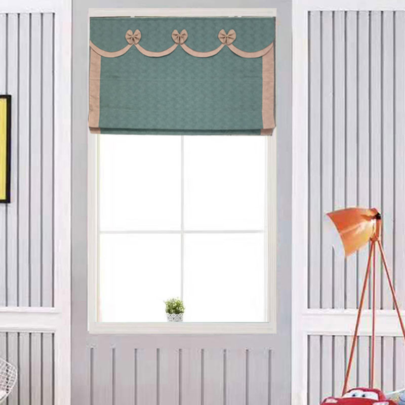 Roman curtain master bedroom warm girly fan-shaped 100 blackout free punching installation net red curtain Nordic simplicity