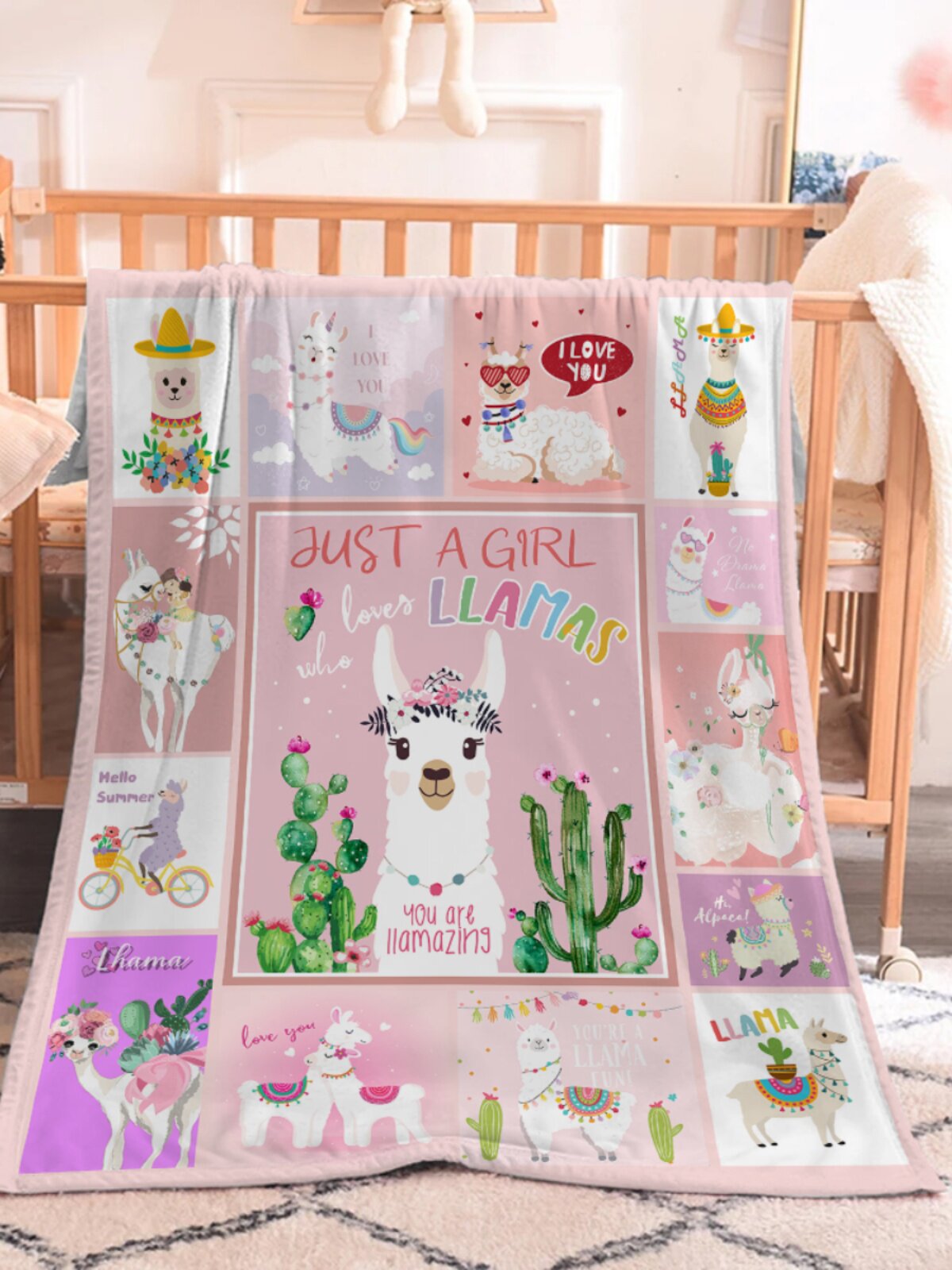 Children's cute alpaca cactus blanket is soft and comfortable, suitable for children and adults sofa bed air conditioning blanket