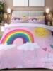 Children's rainbow quilt cover cartoon three-piece bedding set, quilt cover, pillowcase