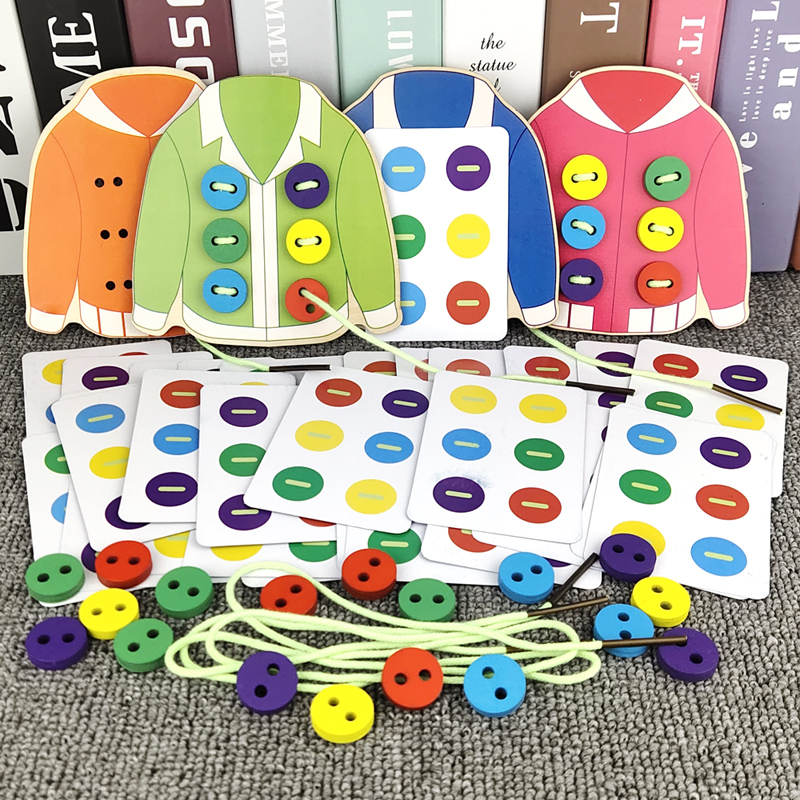 Baby Threading Strings Beads Puzzle Toys Children Wear Rope Boards Child Intelligence Early Teaching Fine Action Training Teaching Aids