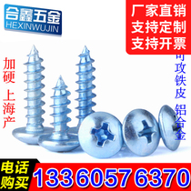 Shanghai made hard galvanized cross large flat head self-tapping screw mushroom head flat round head wood screw M3M4M5