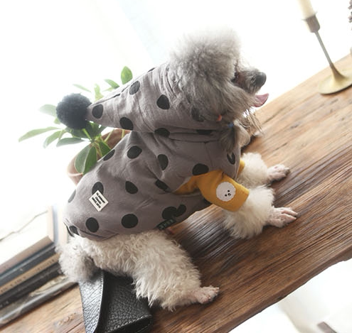 Autumn Winter Teddy Bib Bears Dogs Clothing Pets Winter Cotton Clothing Small Dogs Polo Dot Maga Dog Clothing