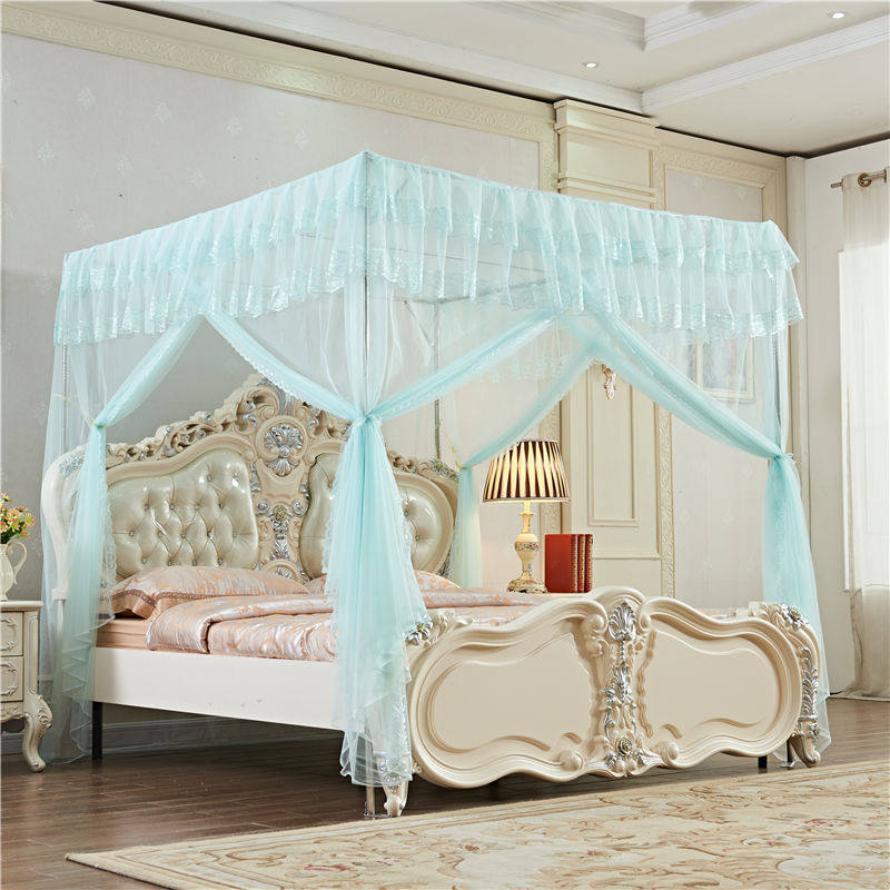 Mosquito net stainless steel floor-to-ceiling encrypted princess square top court three-door four-column bracket 1 2 1 5 1 8 bed
