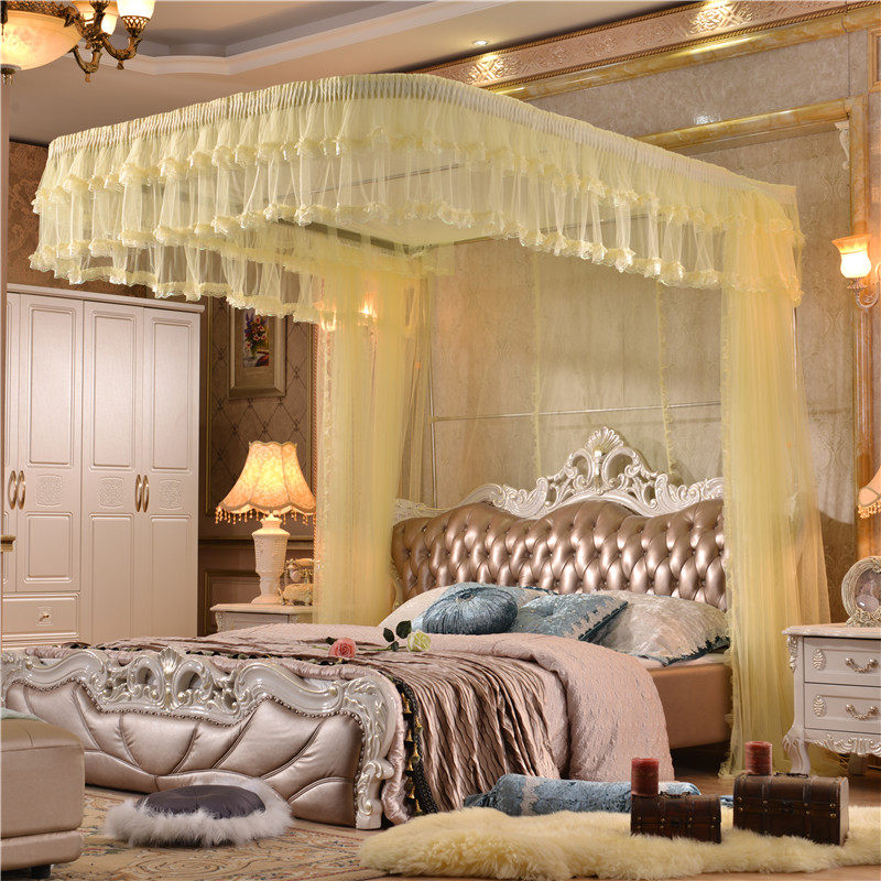 Huashun presser foot pull curtain bracket pull rope guide rail U-shaped mosquito net aluminum alloy landing palace princess double home