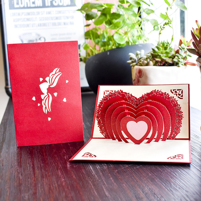 520 Lover Creative Tanabata Stereo Card 3D Wedding Wedding Couple Memorial Birthday Films Send Boyfriend and Girls