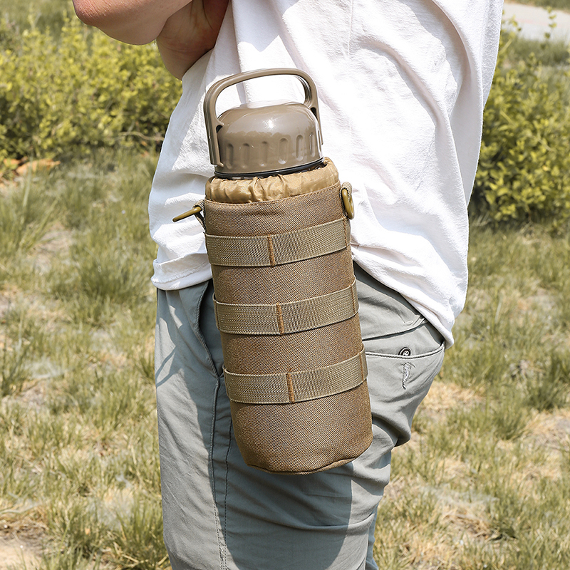 Outdoor multifunctional kettle cover large capacity mountaineering sport portable thermos cup water cup sleeve cross-body tactical kettle bag