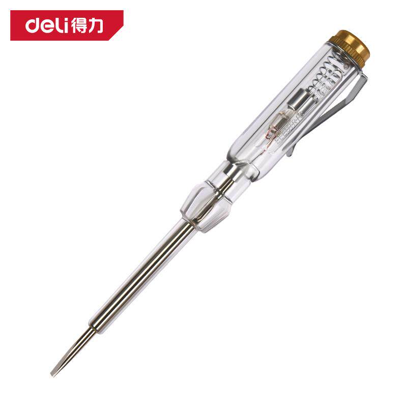 得力工具测电笔100-500V氖灯123mm 螺丝刀型电笔检测笔 DL8000