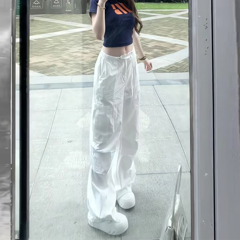 White American-Style Cargo Pants for Women, 2026 Summer New High-Waisted Slimming Straight-Leg Quick-Dry Loose Casual Wide-Leg Pants White American-Style Cargo Pants for Women, 2026 Summer New High-Waisted Slimming Straight-Leg Quick-Dry Loose Casual Wide-Leg Pants