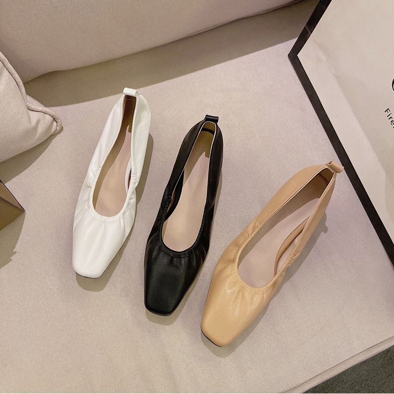 Granny shoes ~ 2022 popular shoes single shoes European style square toe shoes soft leather fairy shoes high heels