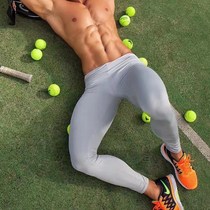 Mens tight running sexy translucent thin ice Silk no-wear underwear invisible anti-bloated sports bottoming muscle pants