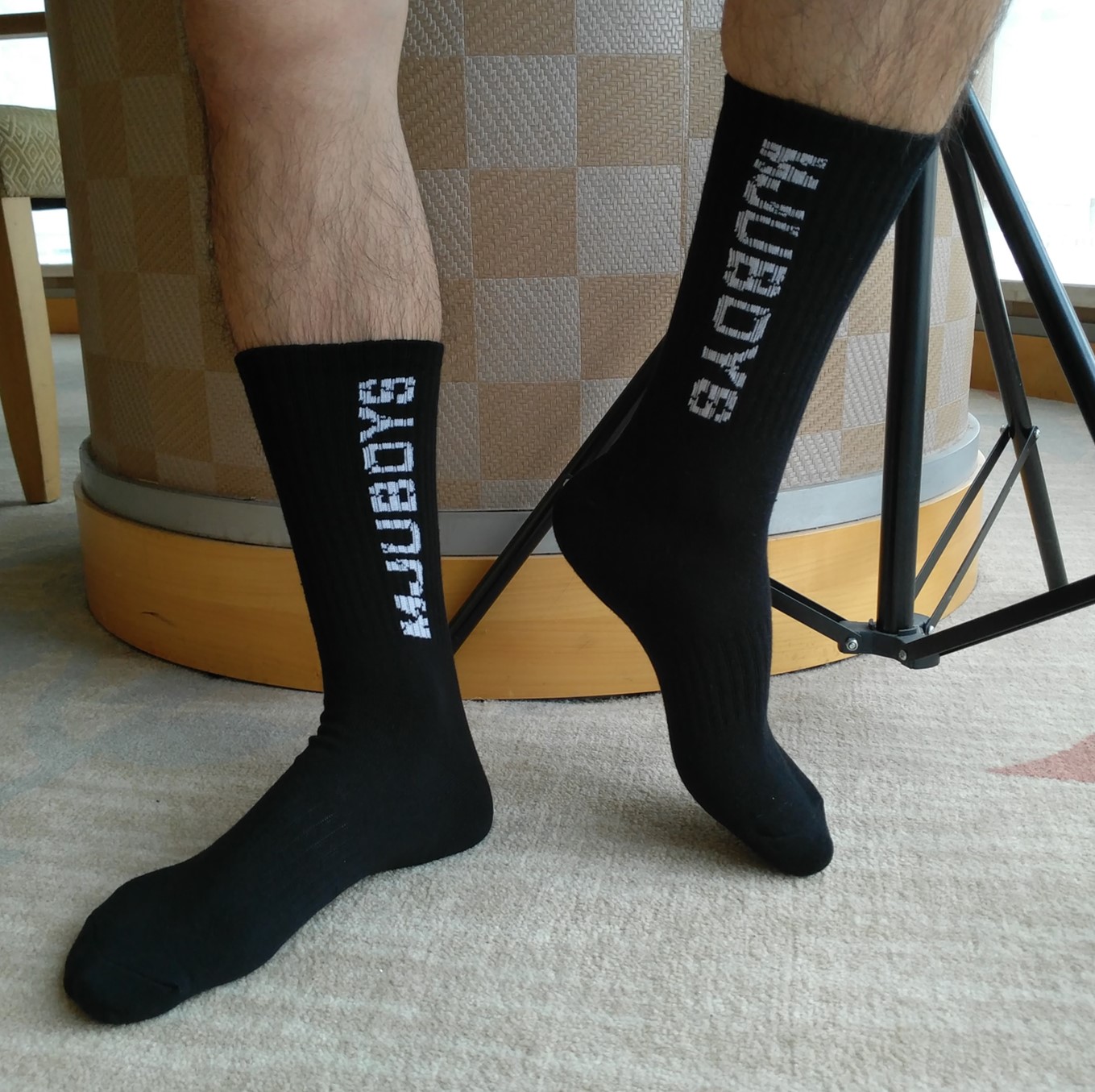 2 Double Loaded Men's Mid-Cylinder White Socks Letters Trendy High Cylinder Pure Cotton Sports Street Dance Skateboard Suction Anti-Slip Fashion Black Socks