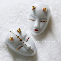 YIHE original design (a lifetime of love to keep)ghost face porcelain couple keepsake long money chain sweater pendant